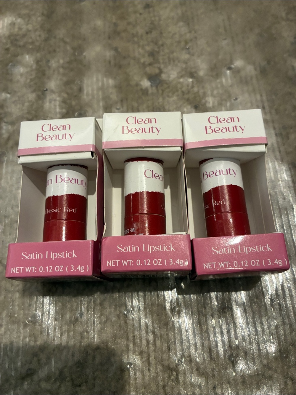Satin Lipstick - Classic Red 3pc set